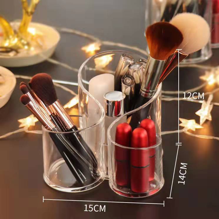 3 Compartments Transparent Acrylic  Cosmetic Organizer