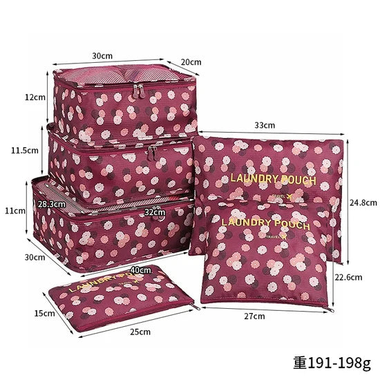 6pcs/Set Printed Travel Storage Bag Organization