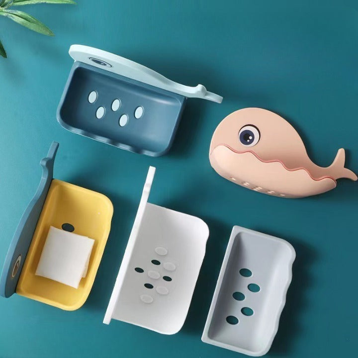 Fish Style Soap Dish, Wall Mount Strong Self-Adhesive