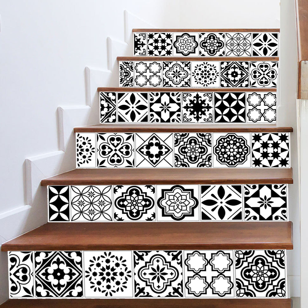 24pcs Black & White Tile Stickers – Waterproof Peel & Stick Home Decor
