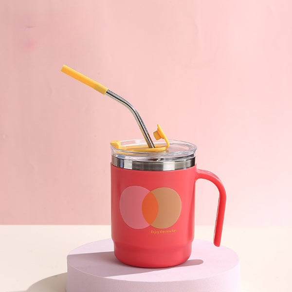 Stainless Steel Water Cup with Straw 400ML