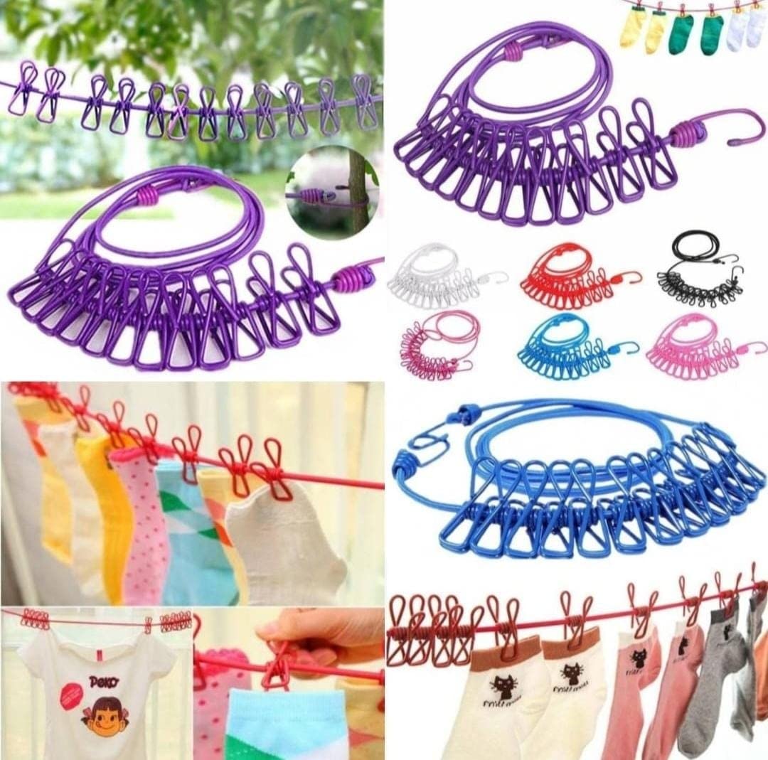 Portable Elastic Washing Line With 12 Clips