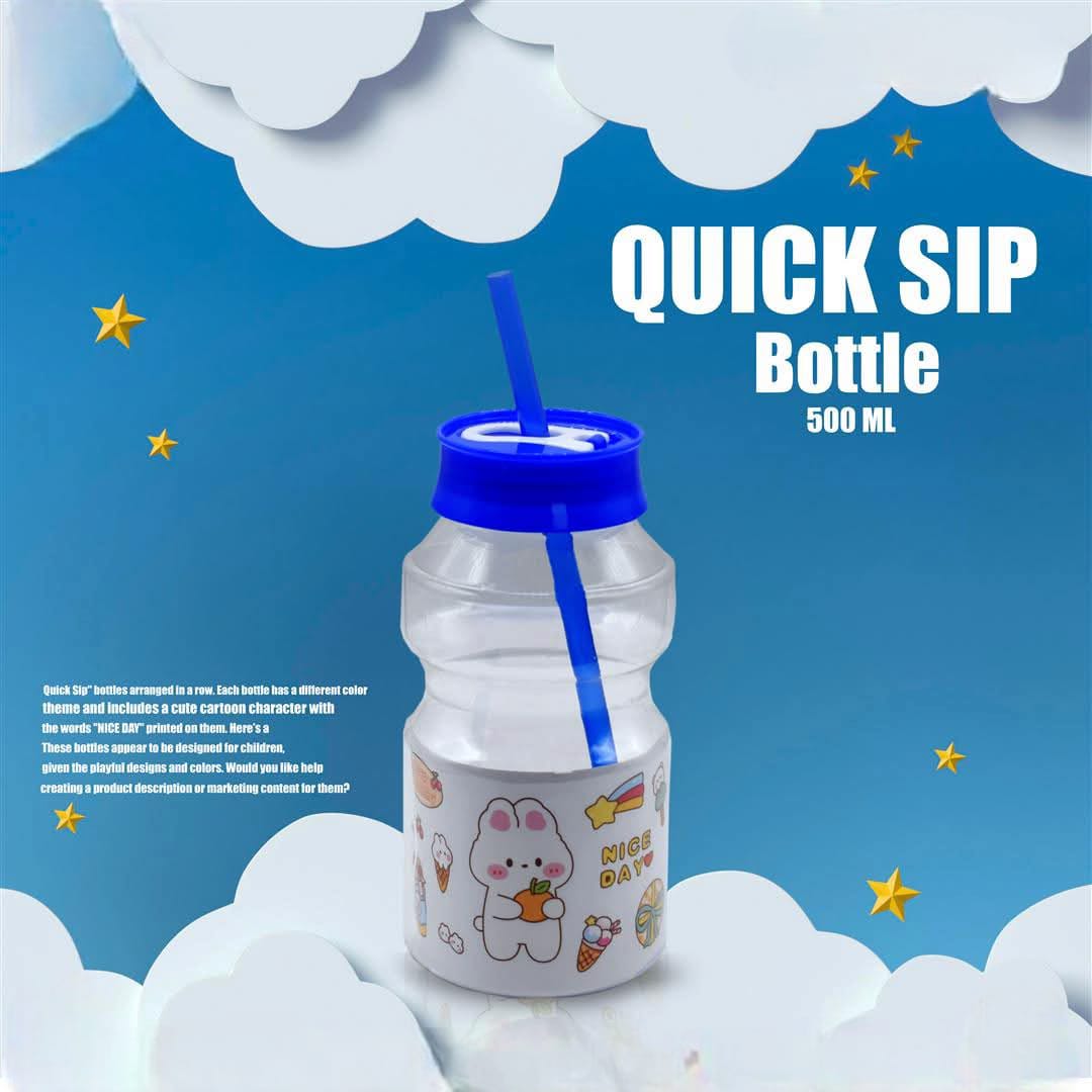 Kids Quick Sip Water Bottle with Straw 500ml