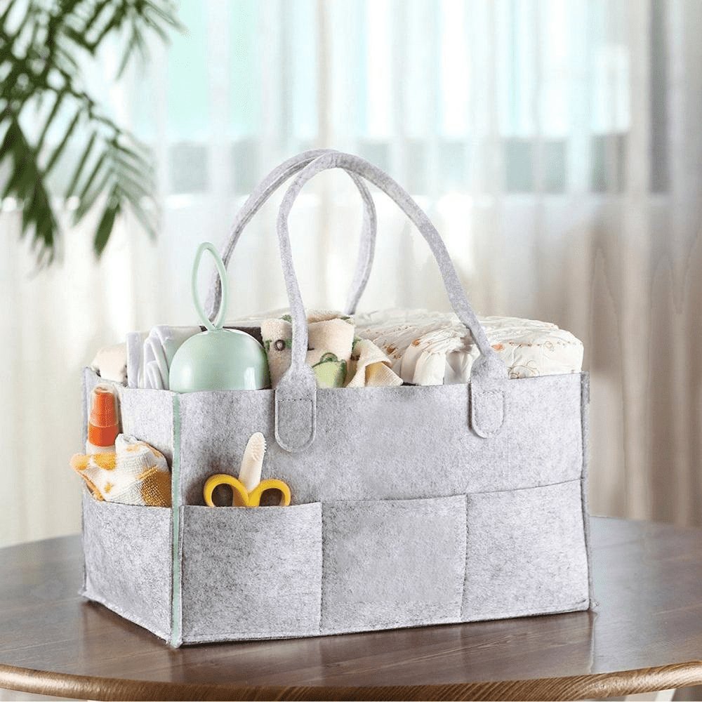 Baby Diaper Organizer, Foldable Felt Storage Bag with Multi Pockets and Flexible Compartments - Discount Mart