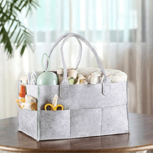 Baby Diaper Organizer, Foldable Felt Storage Bag with Multi Pockets and Flexible Compartments - Discount Mart
