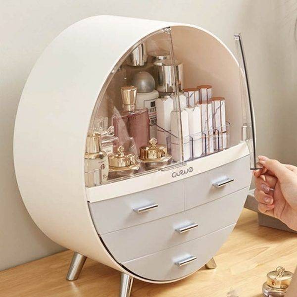 Dust-Free Oval Shape Cosmetic Organizer