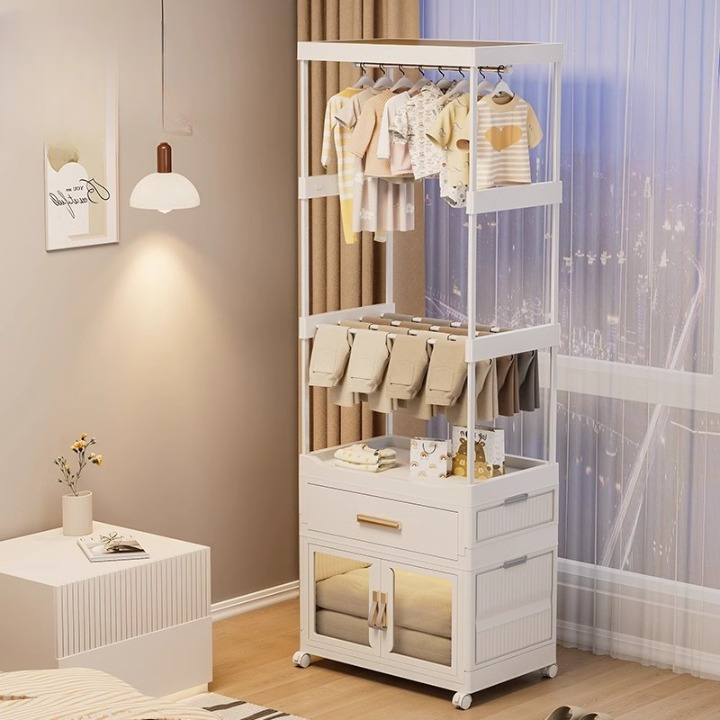 Foldable Storage Organizer With Racks And Hanging