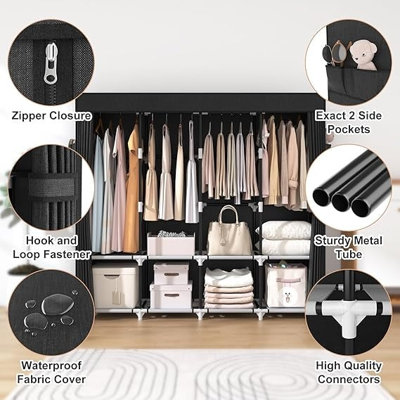 Portable Wardrobe Non-Woven Fabric Closet Shelf