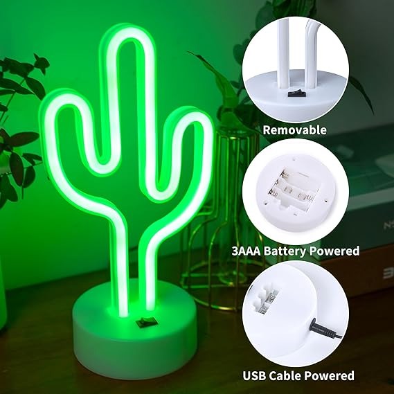 Cactus Neon LED Night Light