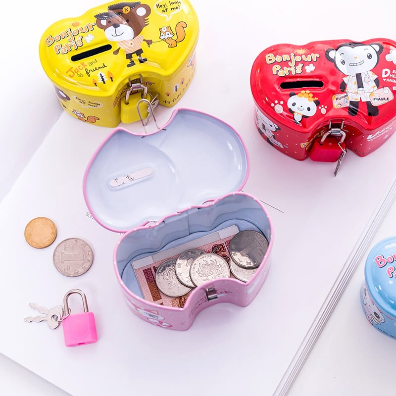 Double Heart Shape Metal Coin Box