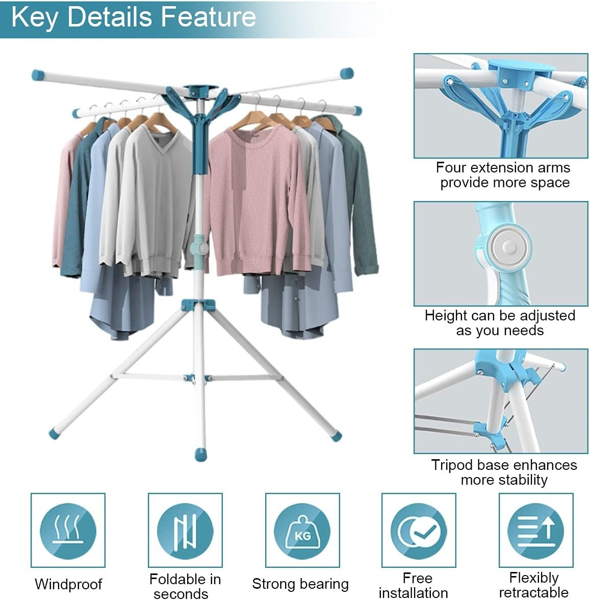 Foldable Tripod Cloth Drying Rack
