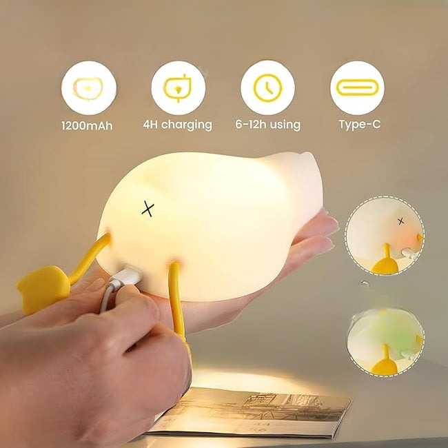 Led Duck Night Light Rechargeable Lamp