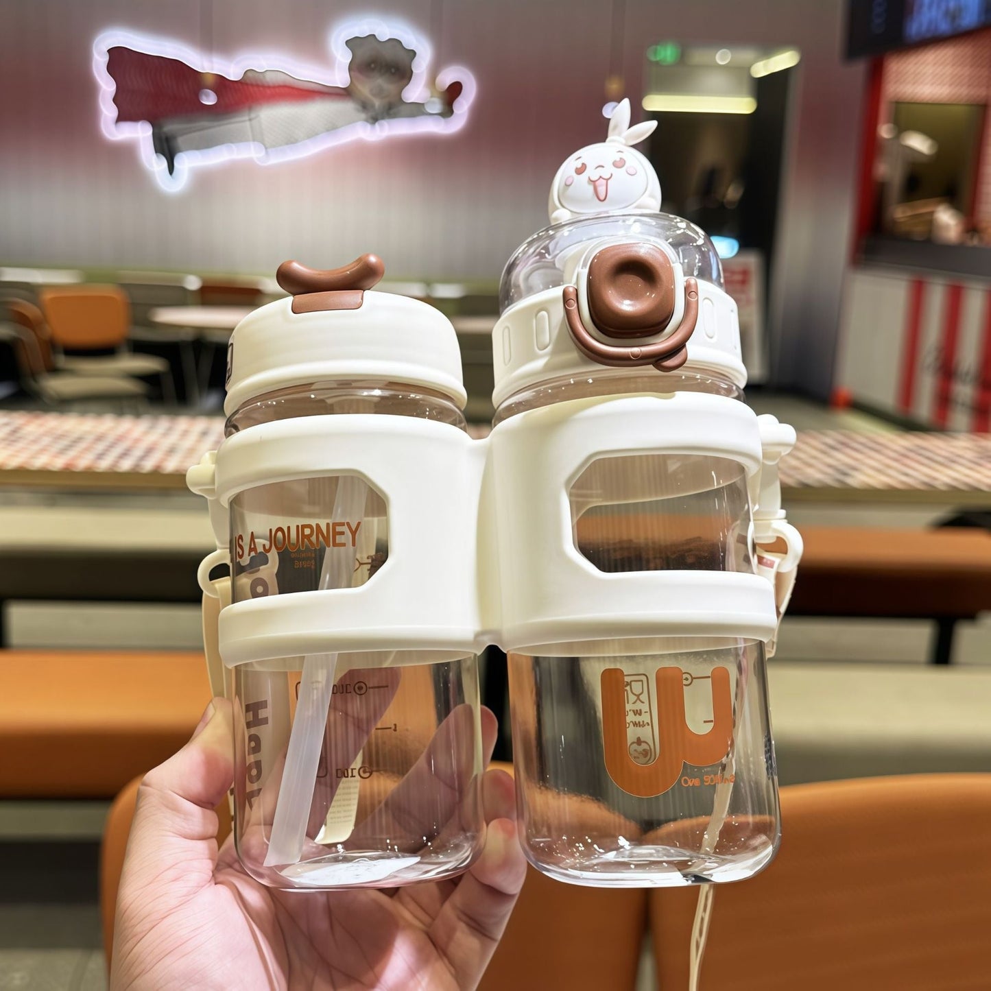 Portable 2 Compartment Water Bottle