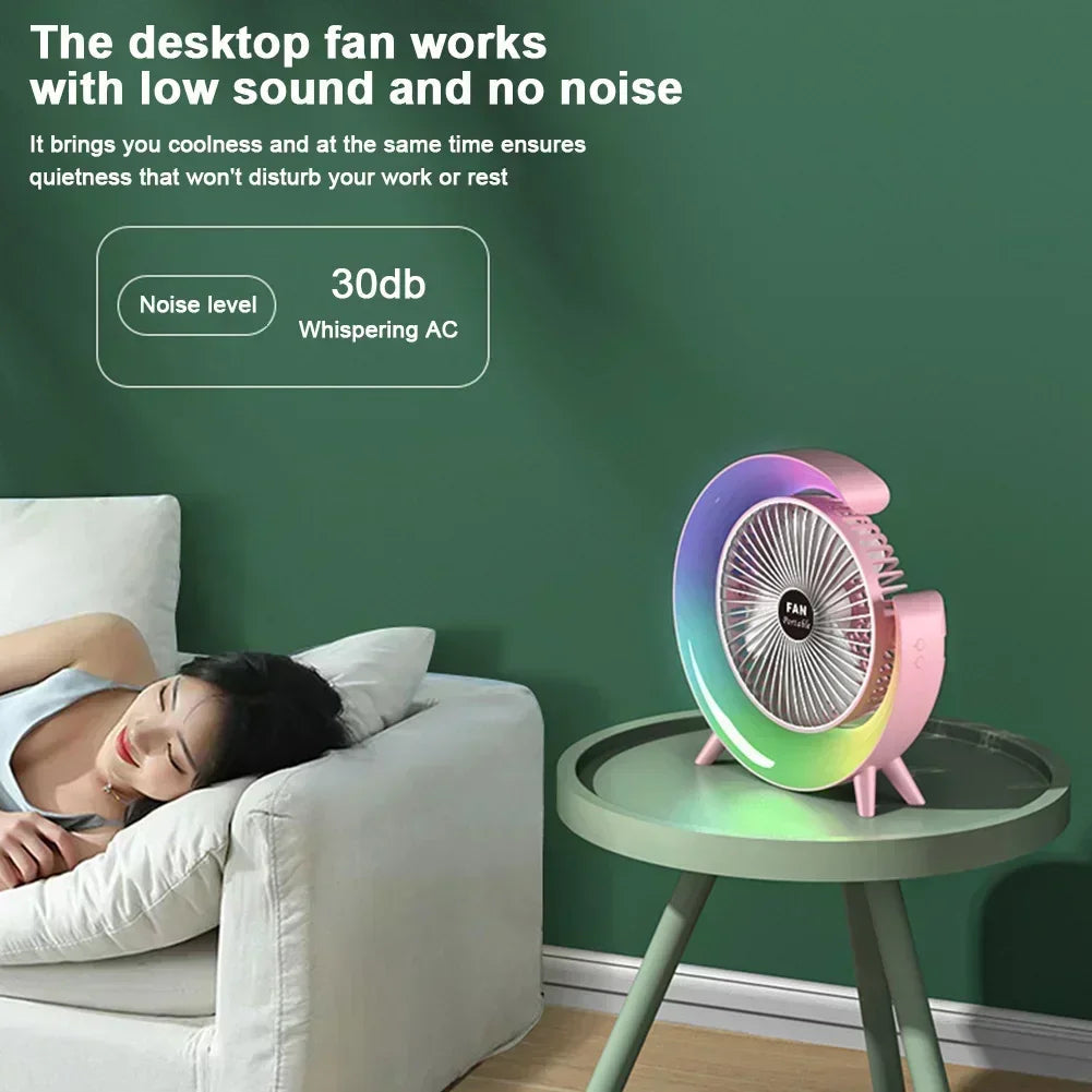 Rechargeable RGB Lighting Desktop Air Cooling Fan
