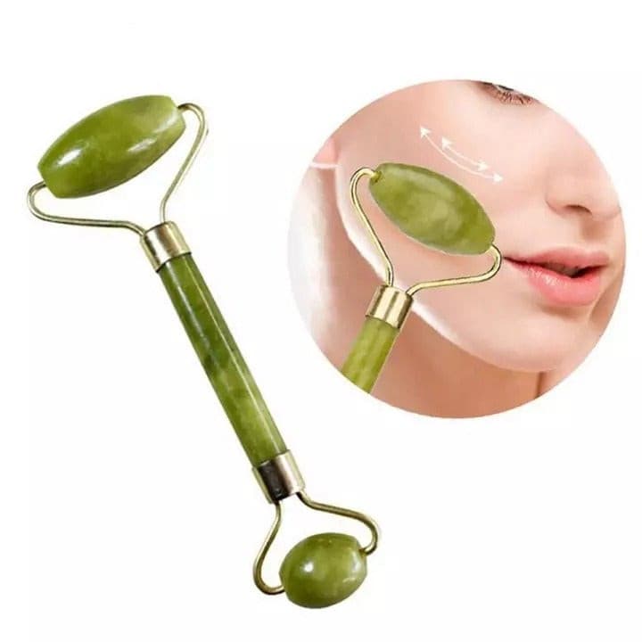 Anti-Aging Natural Stone Jade Roller With  Gua-Sha For Face Massage Skin.