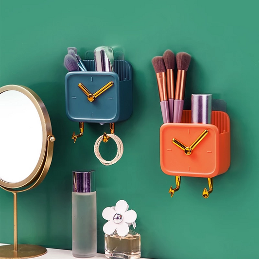 Creative Clock Wall Hanging Storage Box with Hook