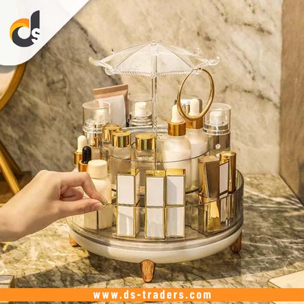 360 Rotating Acrylic Umbrella Cosmetic Organizer