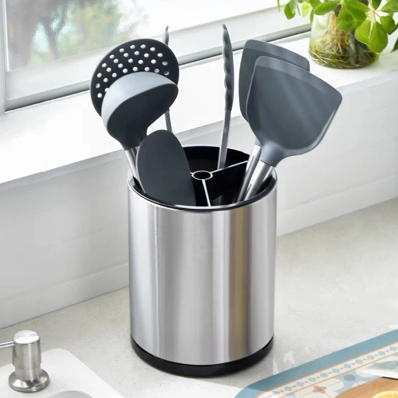 360° Rotating Stainless Steel Cutlery Holder