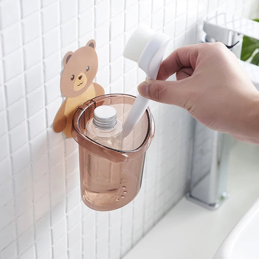 Home Bathroom Accessories Set Toothbrush Holder Toothpaste Storage Rack Wall Mount - Discount Mart