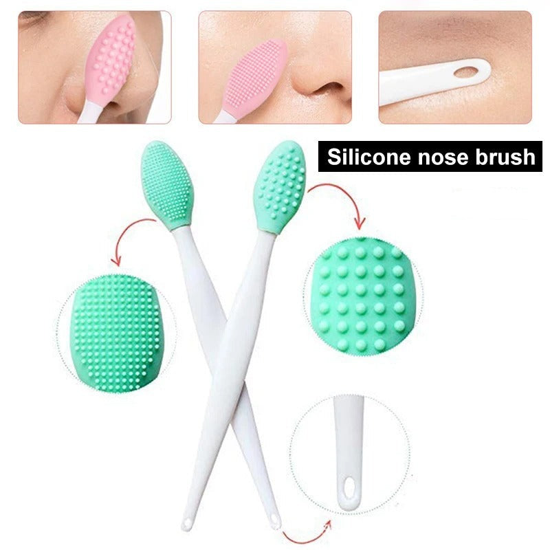 1pc Silicone Blackhead Remover Double Sided Lip Nose Scrubber Brush Tool