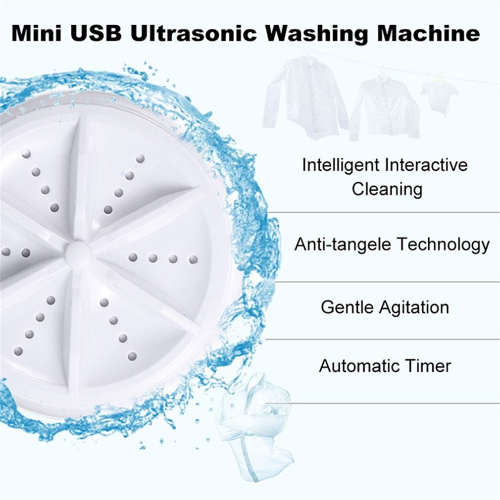 Mini Ultrasonic Washing Machine Portable Turbo Personal Rotating Washer Convenient Travel Home Business Travel - Discount Mart