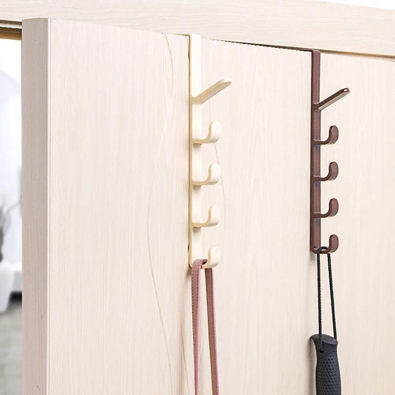 Over The Door Organizer Hanger Rack Coats Caps Clothes Holder with 5 Hooks - Discount Mart
