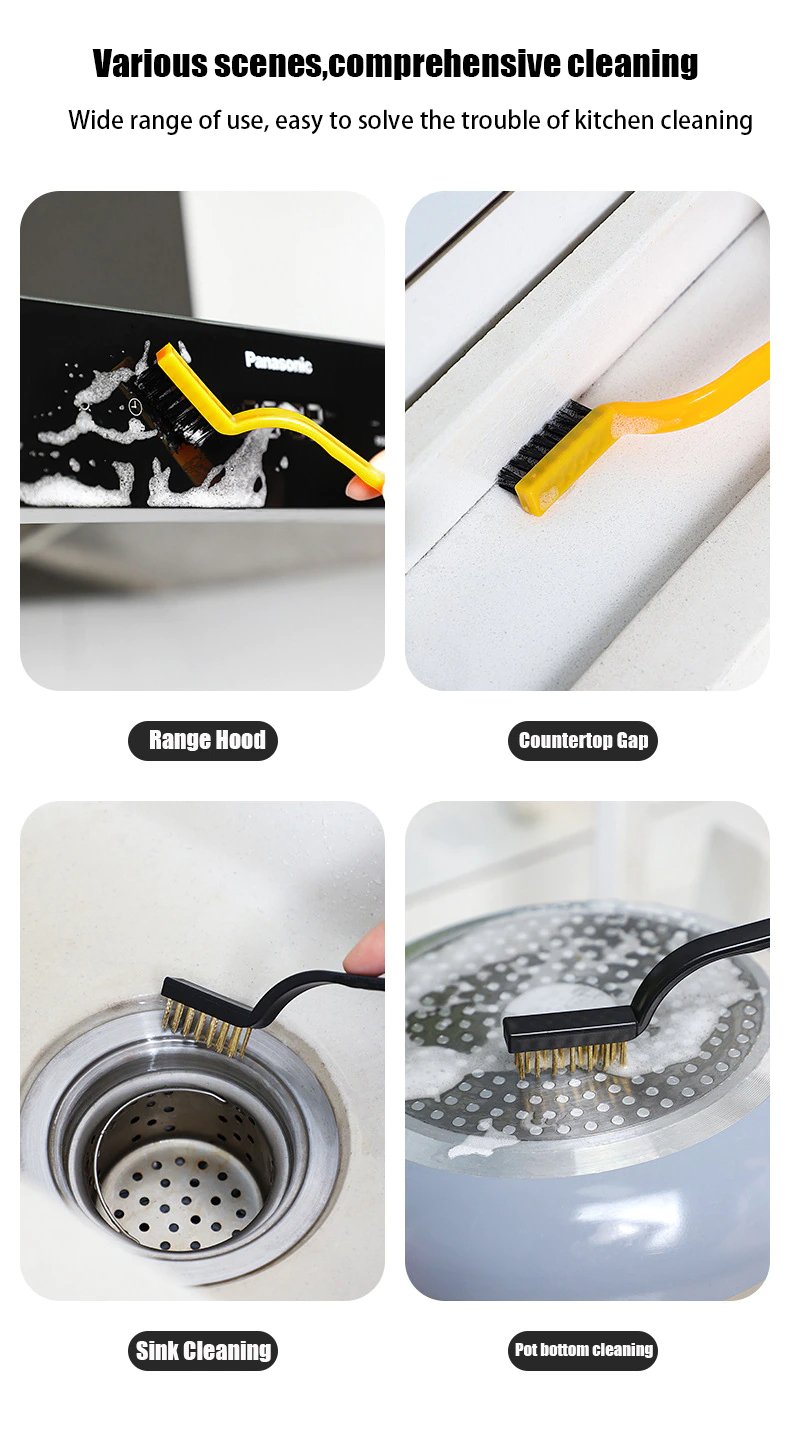 Pack of 3 Mini Wire Brush Set (Brass, Nylon, Stainless Steel Bristles) - Discount Mart