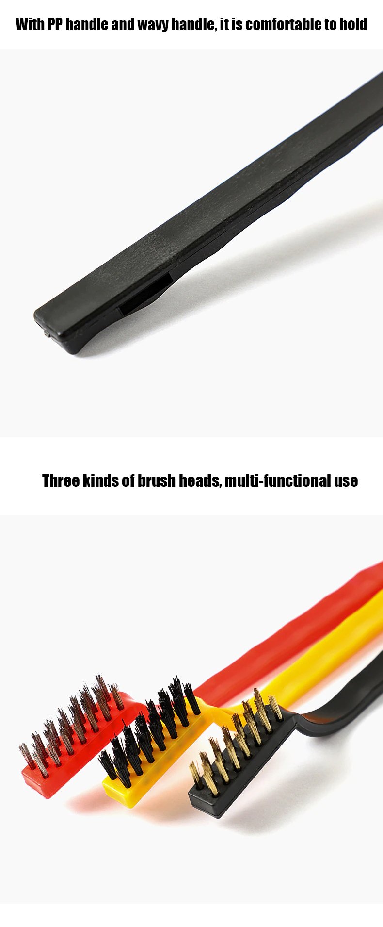 Pack of 3 Mini Wire Brush Set (Brass, Nylon, Stainless Steel Bristles) - Discount Mart