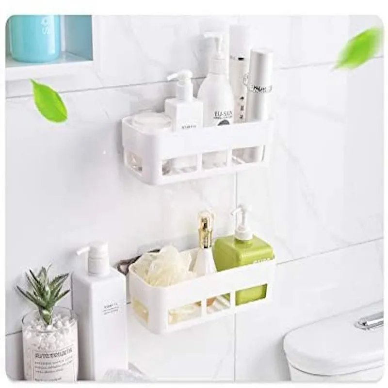 Plastic Storage Rack Self Adhesive Wall Storage Toilet Organizer - Discount Mart