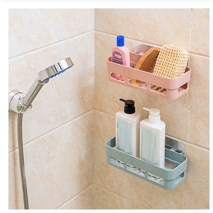 Plastic Storage Rack Self Adhesive Wall Storage Toilet Organizer - Discount Mart