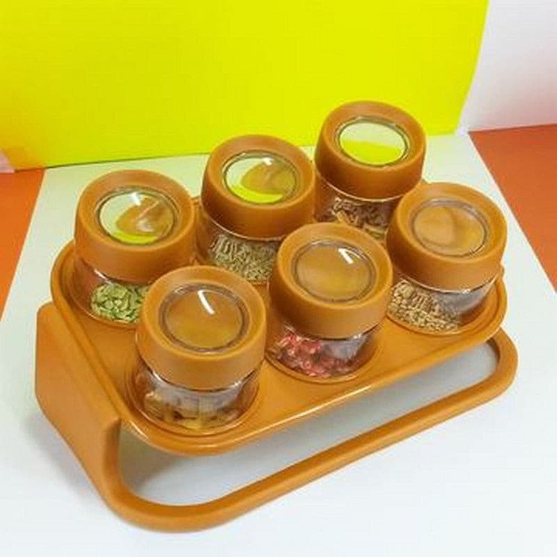Spice Zone 6 Pieces Masala Rack With Elegant Stand - Discount Mart
