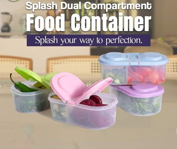 Splash Dual Compartment Food container - Pack Of 2 - Discount Mart