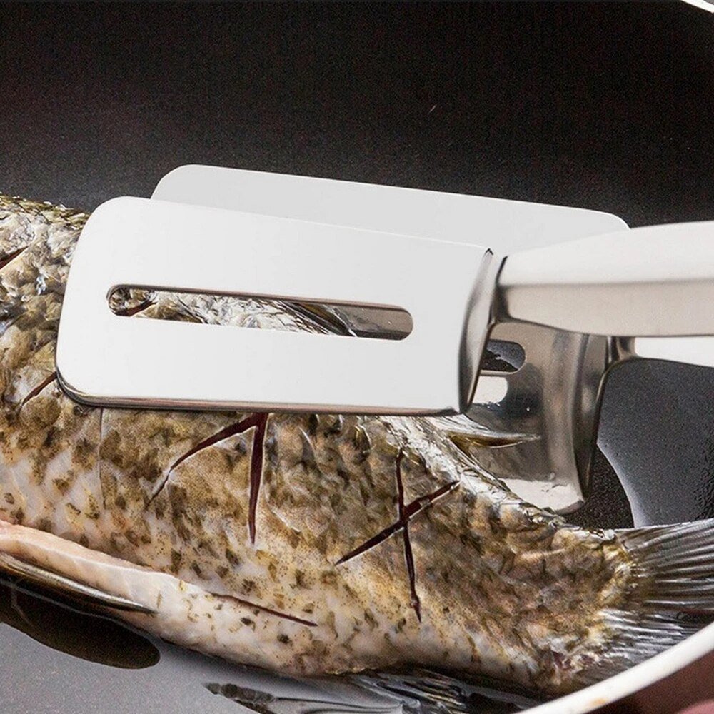 Stainless Steel Double Sided Frying Fish Spatula - Discount Mart