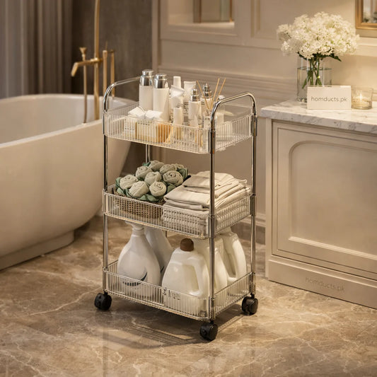 Acrylic Kitchen And Bathroom Storage Trolly