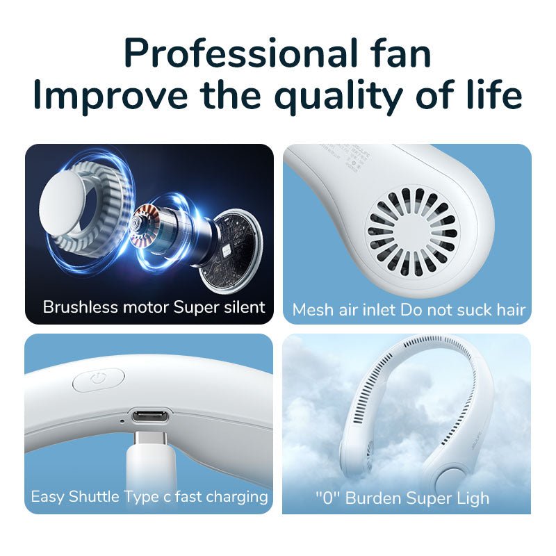 USB Rechargeable Portable Bladeless Neck Fan. - Discount Mart