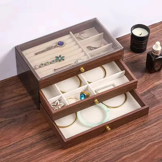 3 Layer Premium Wooden Jewelry Organizer Box
